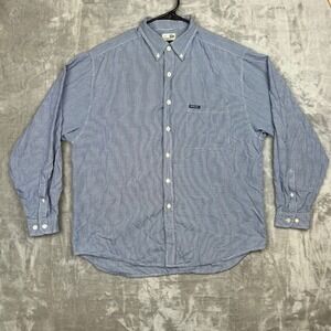 Vintage GUESS Jeans‎ Blue Gingham Button Down Shirt XL 100% Cotton Long Sleeve